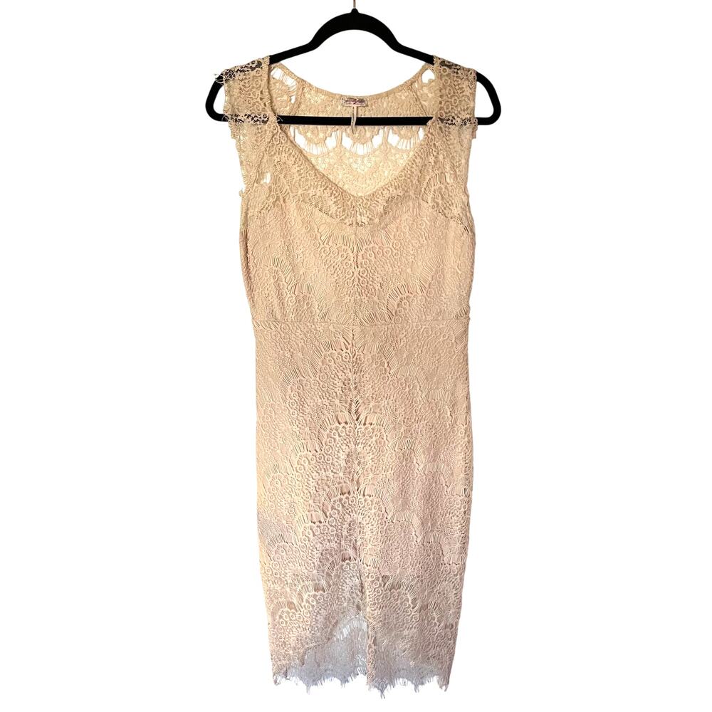 NWT Intimately Free People Lace Overlay Ivory Bodycon Dress Festival SZS